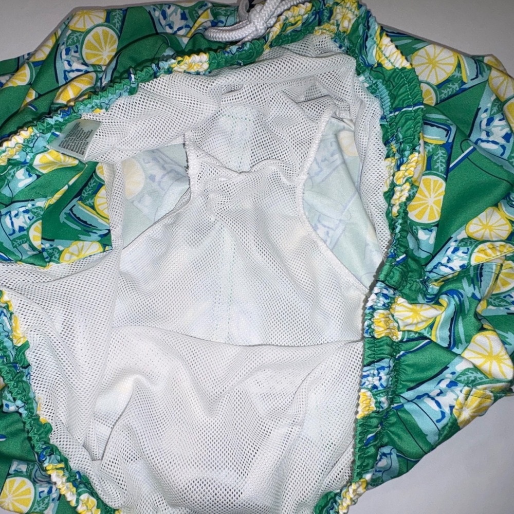 Crown Ivy Men's Swim Trunks Green Lemonade Drink Print Elastic W/ Drawstring XL - Picture 8 of 8